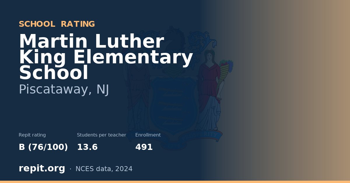 Martin Luther King Elementary School, Piscataway, NJ — Repit school rating B (76/100)