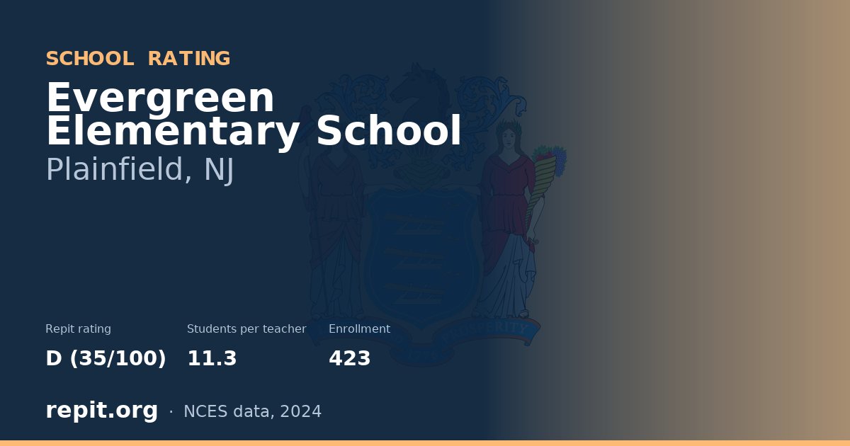 Evergreen Elementary School, Plainfield, NJ — Repit school rating D (35/100)