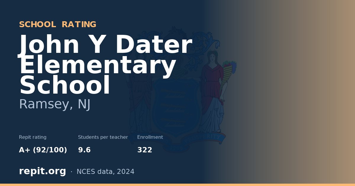John Y Dater Elementary School, Ramsey, NJ — Repit school rating A+ (92/100)