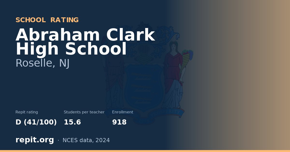 Abraham Clark High School, Roselle, NJ — Repit school rating D (41/100)