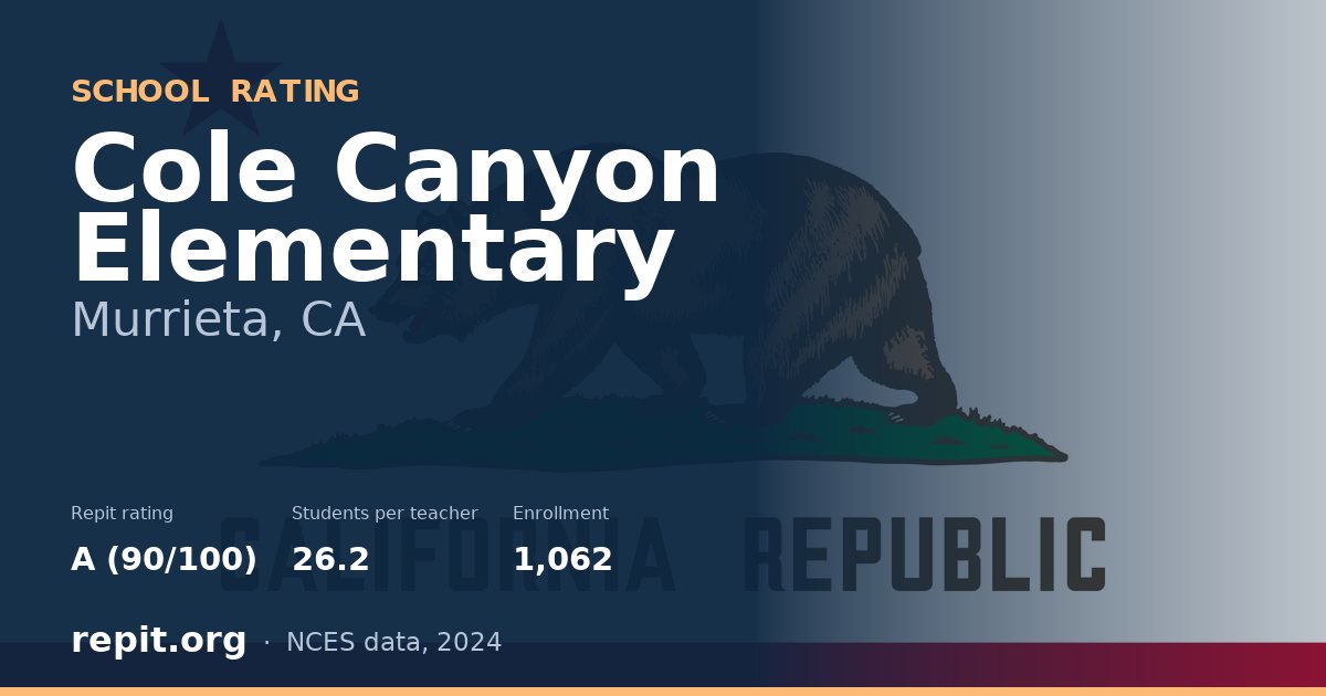 Cole Canyon Elementary, Murrieta, CA — Repit school rating A (90/100)