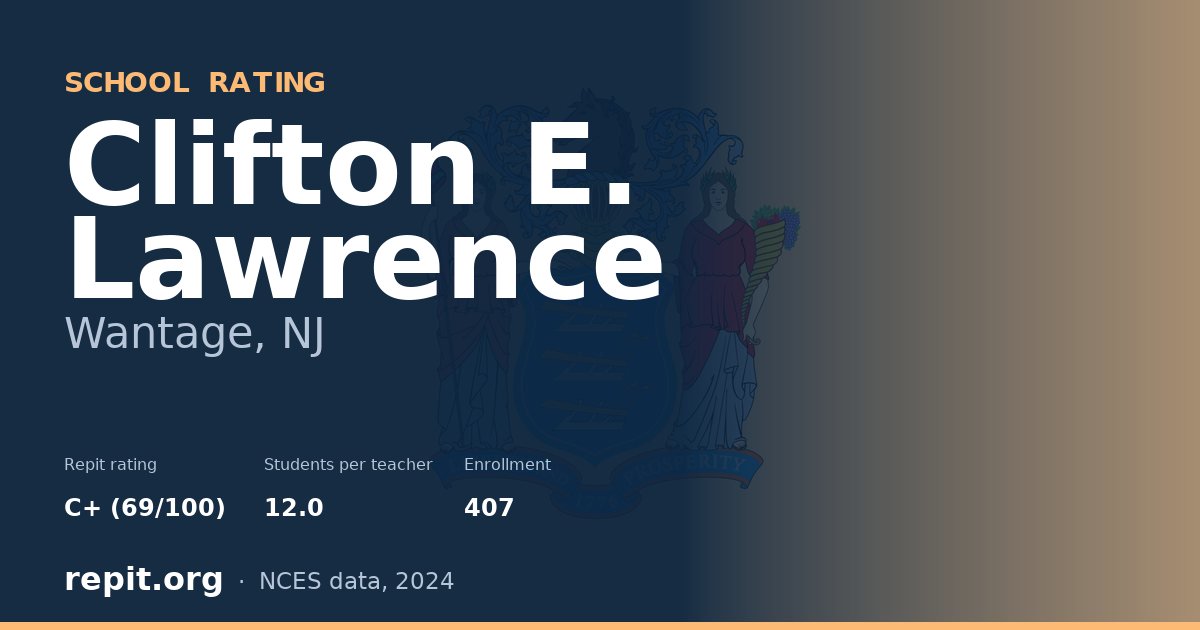 Clifton E. Lawrence, Wantage, NJ — Repit school rating C+ (69/100)