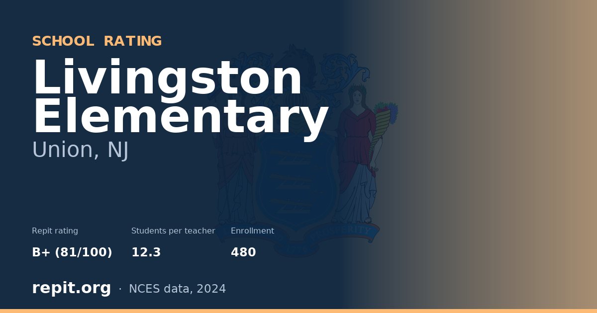 Livingston Elementary, Union, NJ — Repit school rating B+ (81/100)