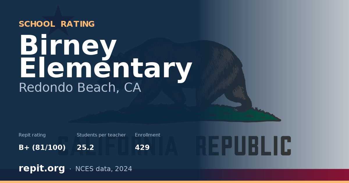 Birney Elementary, Redondo Beach, CA — Repit school rating B+ (81/100)