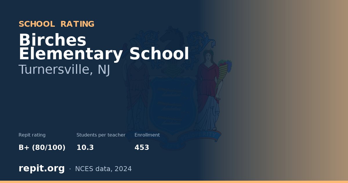 Birches Elementary School, Turnersville, NJ — Repit school rating B+ (80/100)