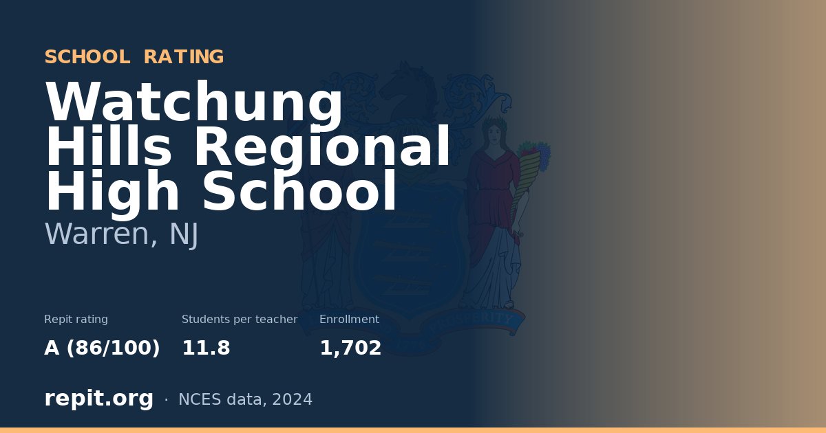 Watchung Hills Regional High School, Warren, NJ — Repit school rating A (86/100)