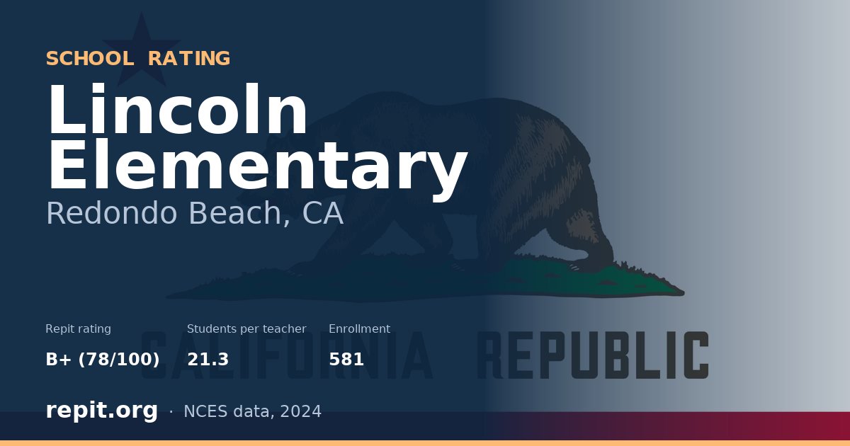 Lincoln Elementary, Redondo Beach, CA — Repit school rating B+ (78/100)