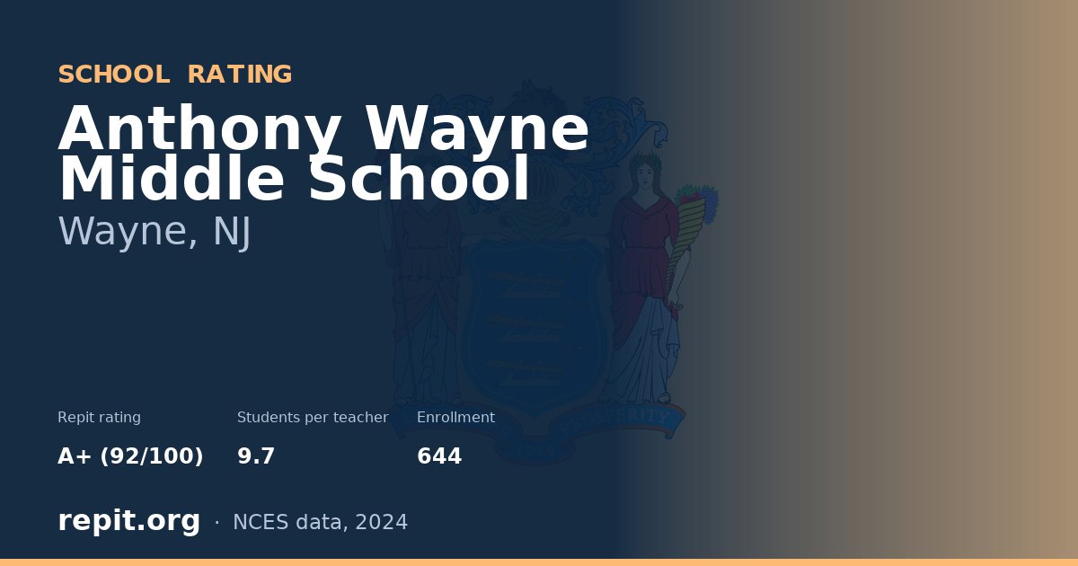 Anthony Wayne Middle School, Wayne, NJ — Repit school rating A+ (92/100)