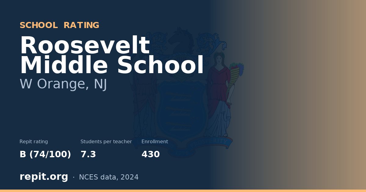 Roosevelt Middle School, W Orange, NJ — Repit school rating B (74/100)