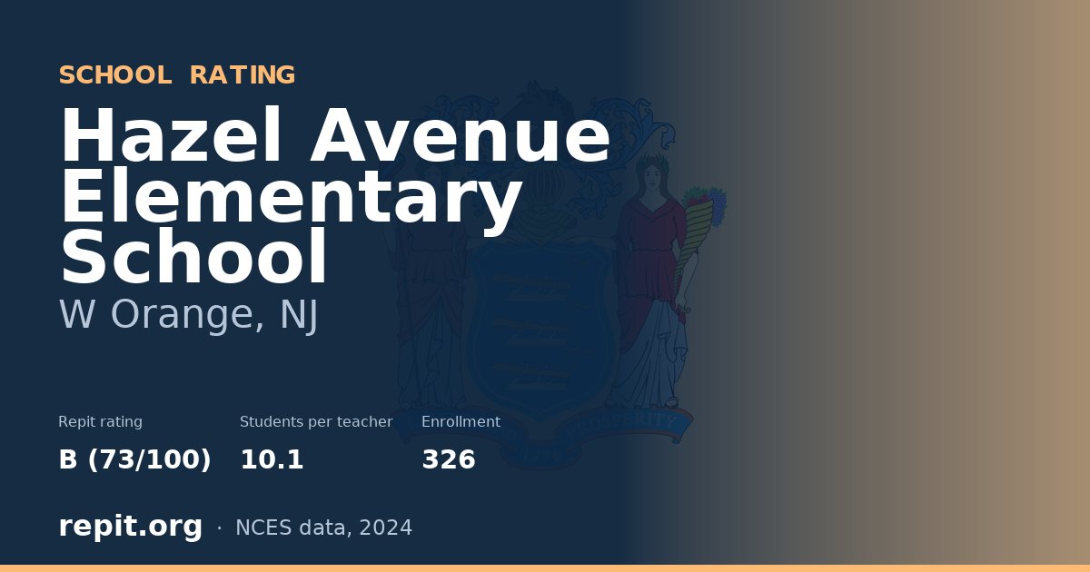 Hazel Avenue Elementary School, W Orange, NJ — Repit school rating B (73/100)