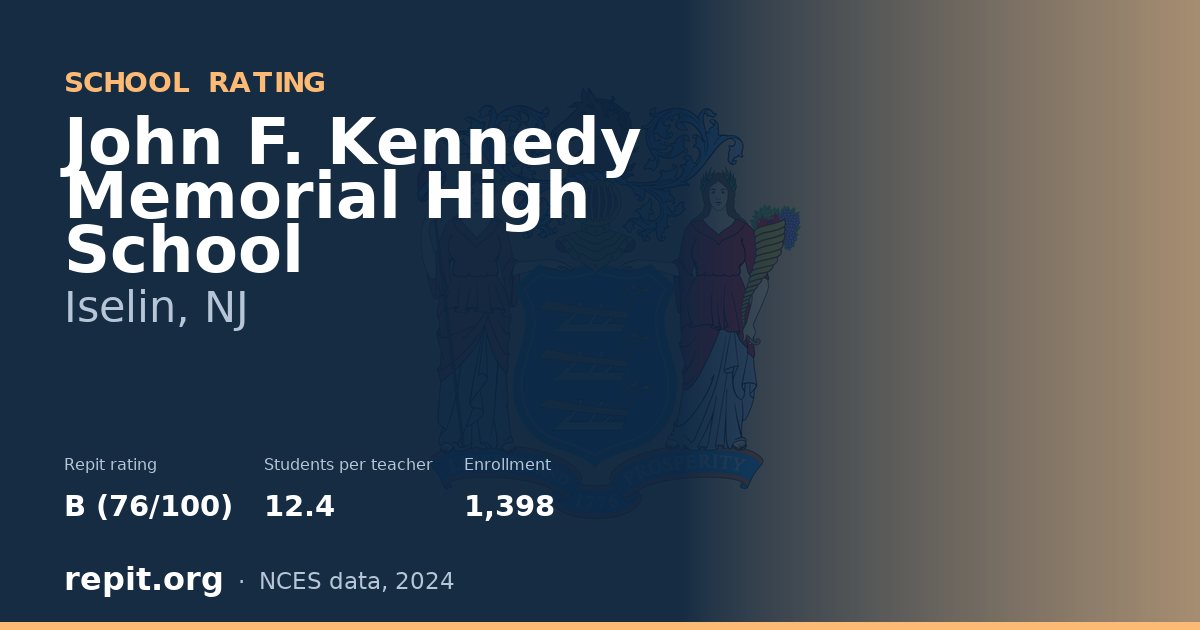 John F. Kennedy Memorial High School, Iselin, NJ — Repit school rating B (76/100)