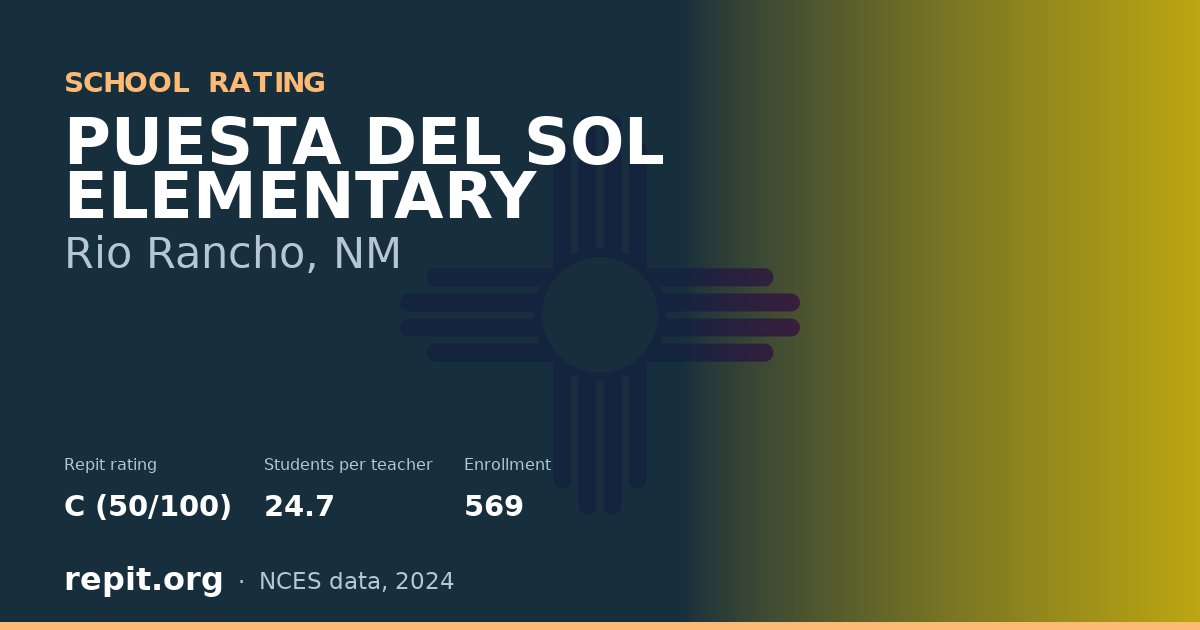 PUESTA DEL SOL ELEMENTARY, Rio Rancho, NM — Repit school rating C (50/100)