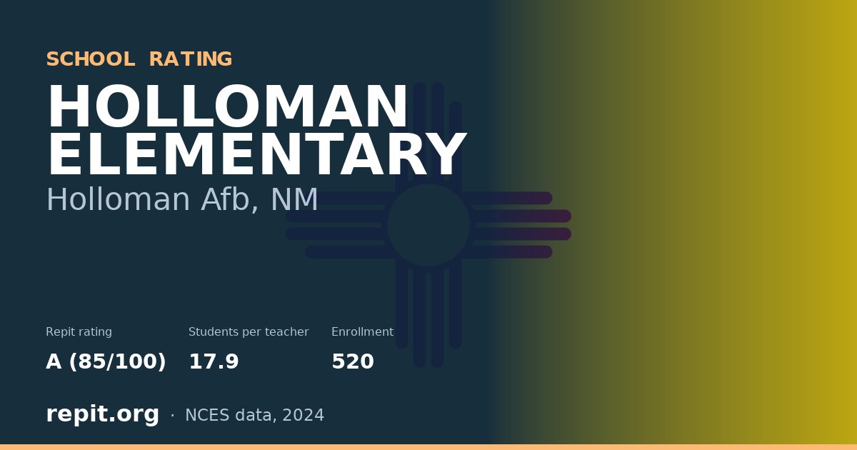 HOLLOMAN ELEMENTARY, Holloman Afb, NM — Repit school rating A (85/100)
