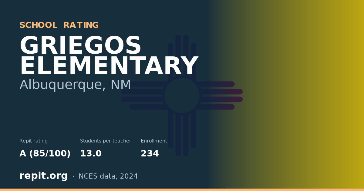 GRIEGOS ELEMENTARY, Albuquerque, NM — Repit school rating A (85/100)