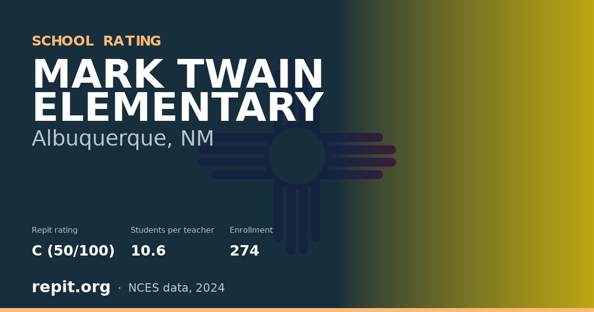 MARK TWAIN ELEMENTARY, Albuquerque, NM — Repit school rating C (50/100)