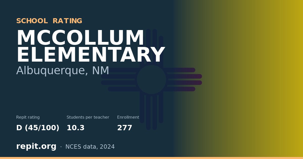 MCCOLLUM ELEMENTARY, Albuquerque, NM — Repit school rating D (45/100)