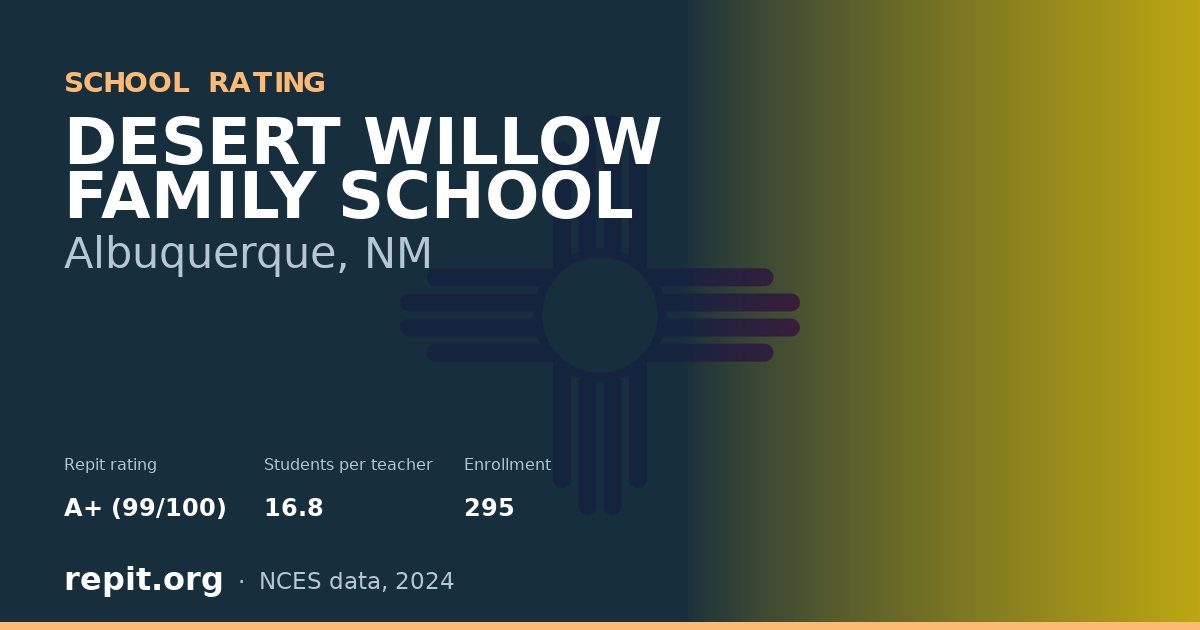 DESERT WILLOW FAMILY SCHOOL, Albuquerque, NM — Repit school rating A+ (99/100)