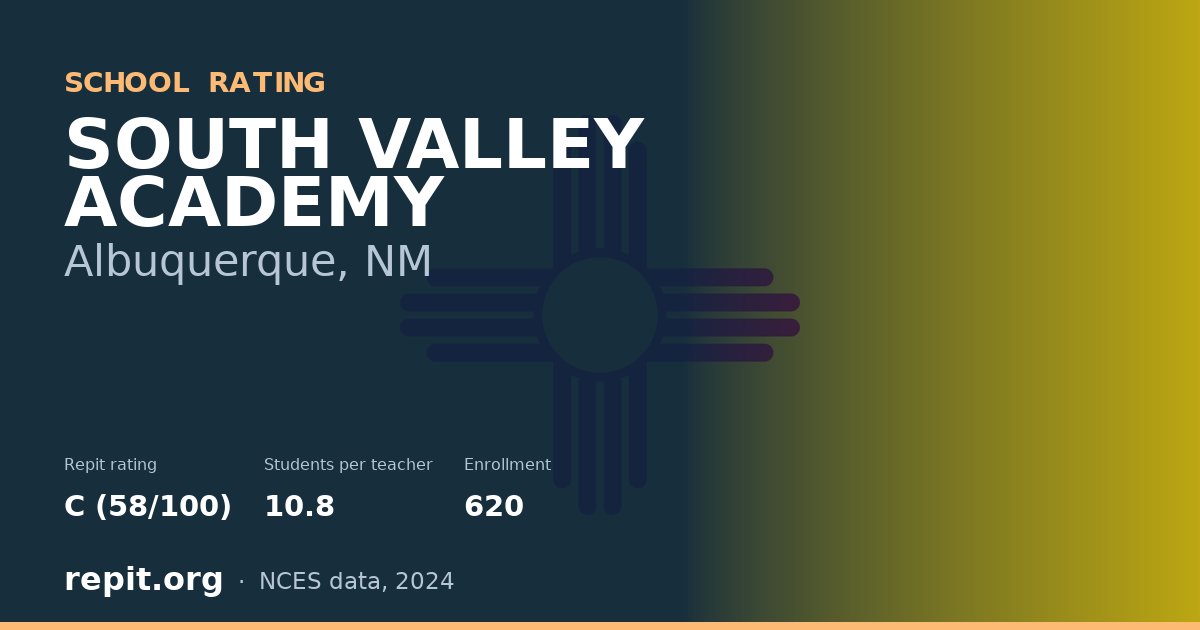 SOUTH VALLEY ACADEMY, Albuquerque, NM — Repit school rating C (58/100)