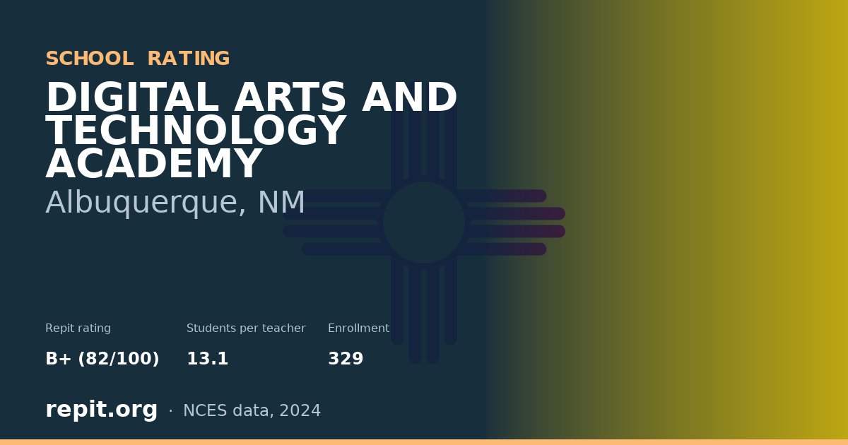 DIGITAL ARTS AND TECHNOLOGY ACADEMY, Albuquerque, NM — Repit school rating B+ (82/100)