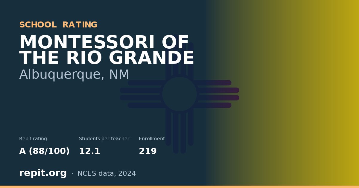 MONTESSORI OF THE RIO GRANDE, Albuquerque, NM — Repit school rating A (88/100)