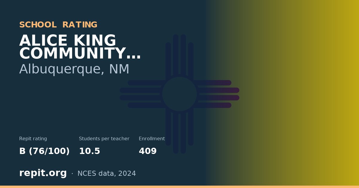 ALICE KING COMMUNITY SCHOOL, Albuquerque, NM — Repit school rating B (76/100)