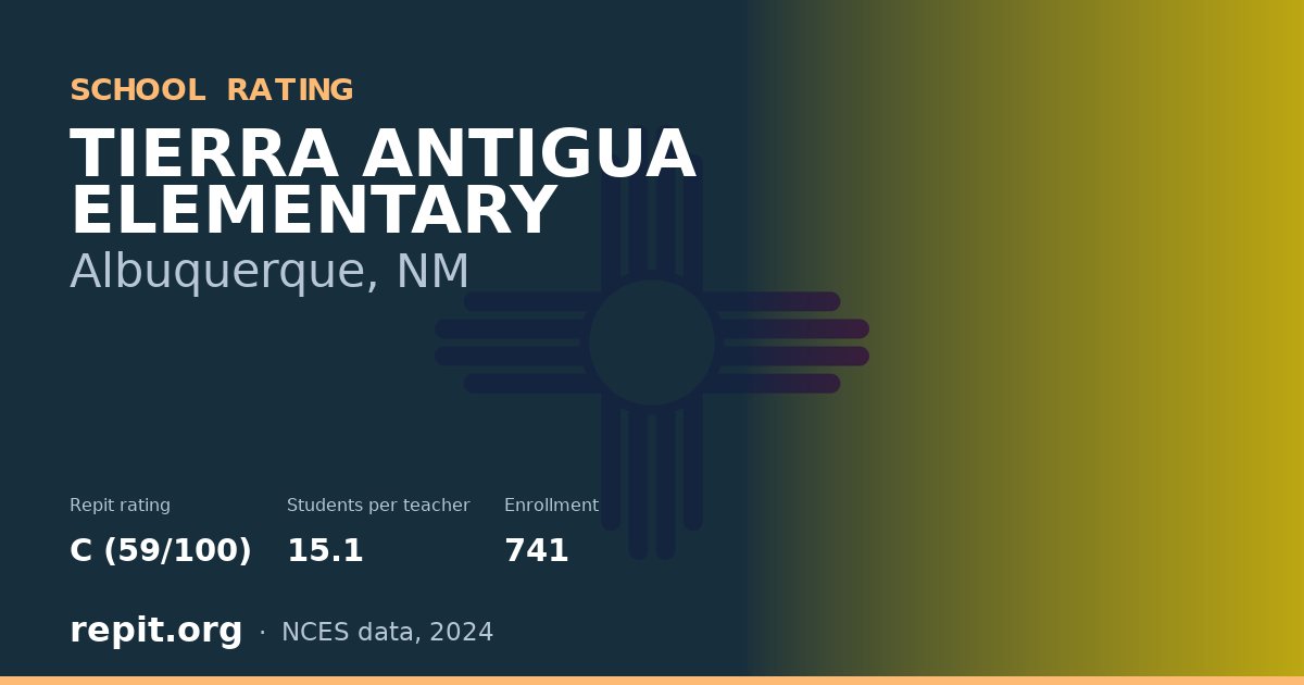 TIERRA ANTIGUA ELEMENTARY, Albuquerque, NM — Repit school rating C (59/100)
