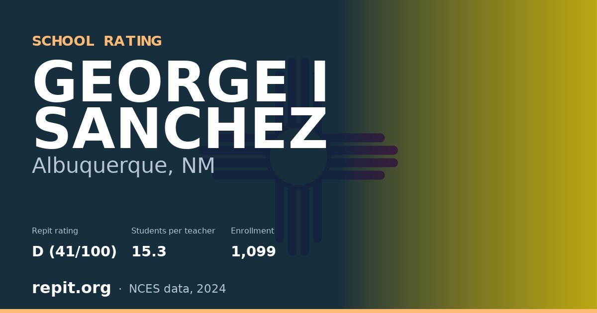 GEORGE I SANCHEZ, Albuquerque, NM — Repit school rating D (41/100)