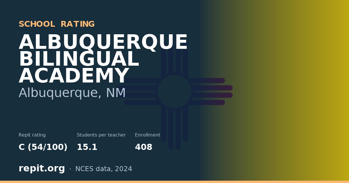 ALBUQUERQUE BILINGUAL ACADEMY, Albuquerque, NM — Repit school rating C (54/100)