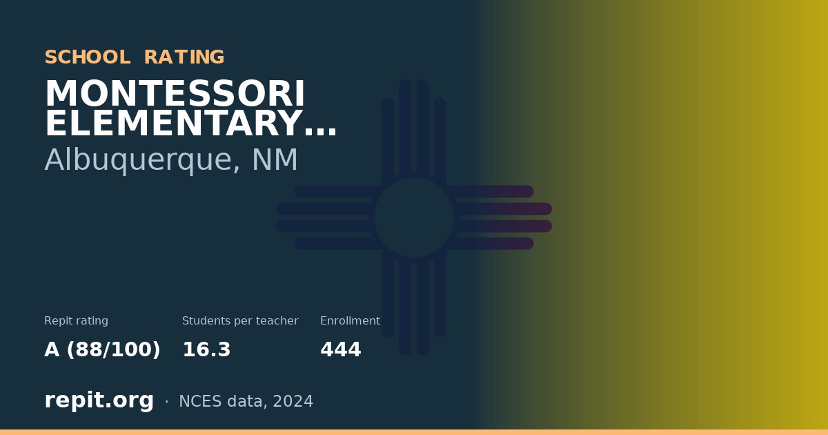 MONTESSORI ELEMENTARY SCHOOL, Albuquerque, NM — Repit school rating A (88/100)