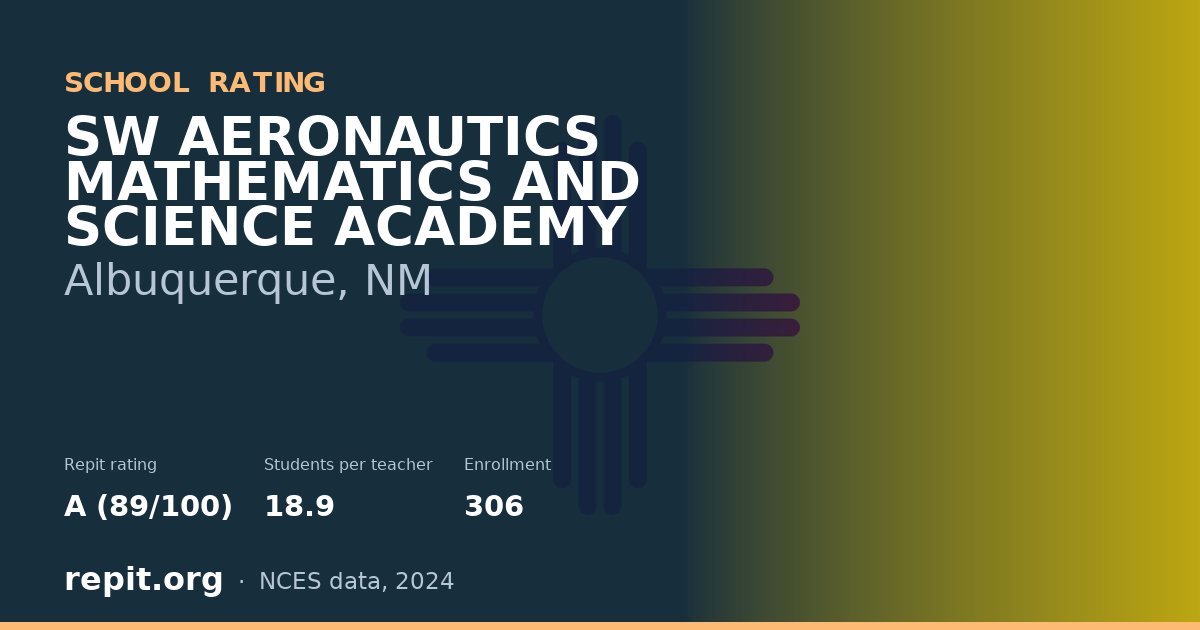 SW AERONAUTICS MATHEMATICS AND SCIENCE ACADEMY, Albuquerque, NM — Repit school rating A (89/100)