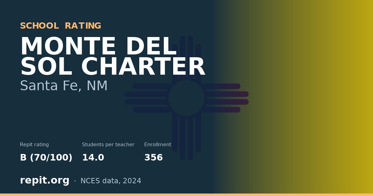 MONTE DEL SOL CHARTER, Santa Fe, NM — Repit school rating B (70/100)
