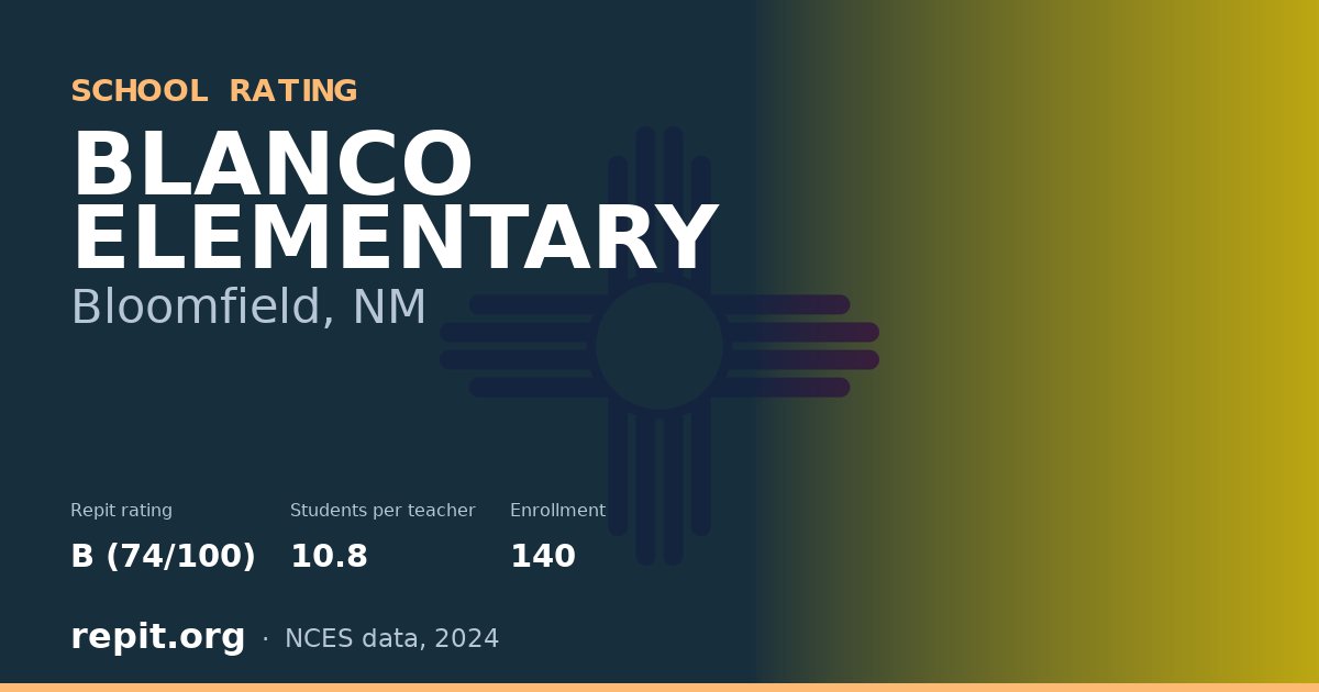 BLANCO ELEMENTARY, Bloomfield, NM — Repit school rating B (74/100)