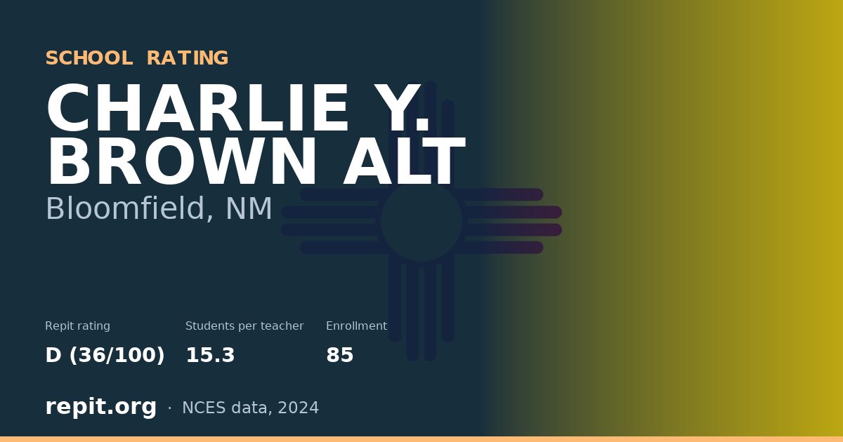 CHARLIE Y. BROWN ALT, Bloomfield, NM — Repit school rating D (36/100)