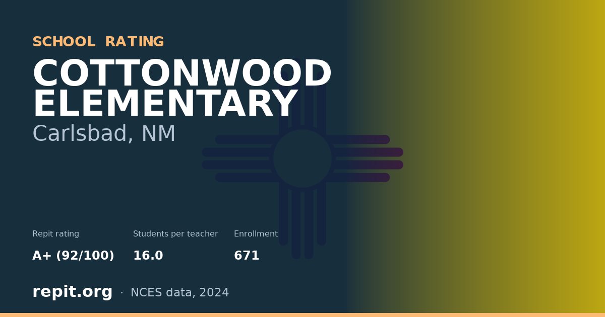COTTONWOOD ELEMENTARY, Carlsbad, NM — Repit school rating A+ (92/100)