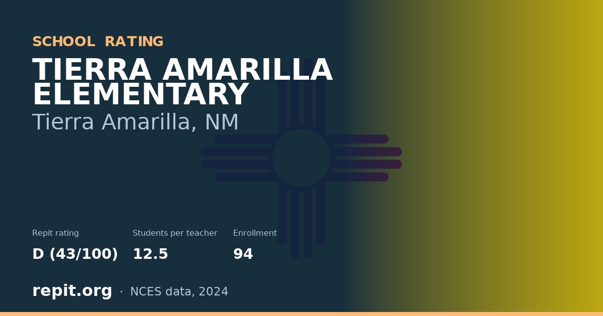 TIERRA AMARILLA ELEMENTARY, Tierra Amarilla, NM — Repit school rating D (43/100)