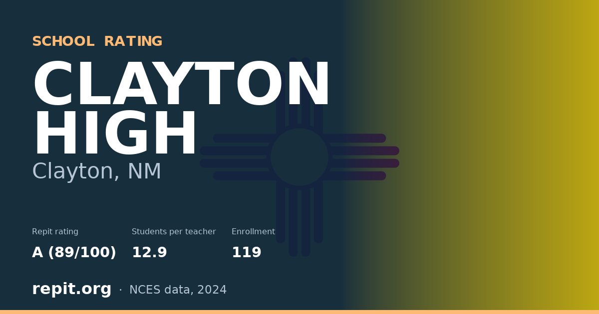 CLAYTON HIGH, Clayton, NM — Repit school rating A (89/100)