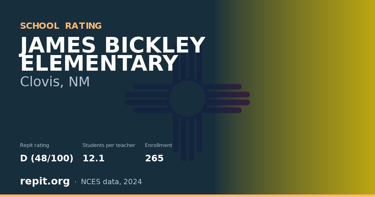 JAMES BICKLEY ELEMENTARY, Clovis, NM — Repit school rating D (48/100)
