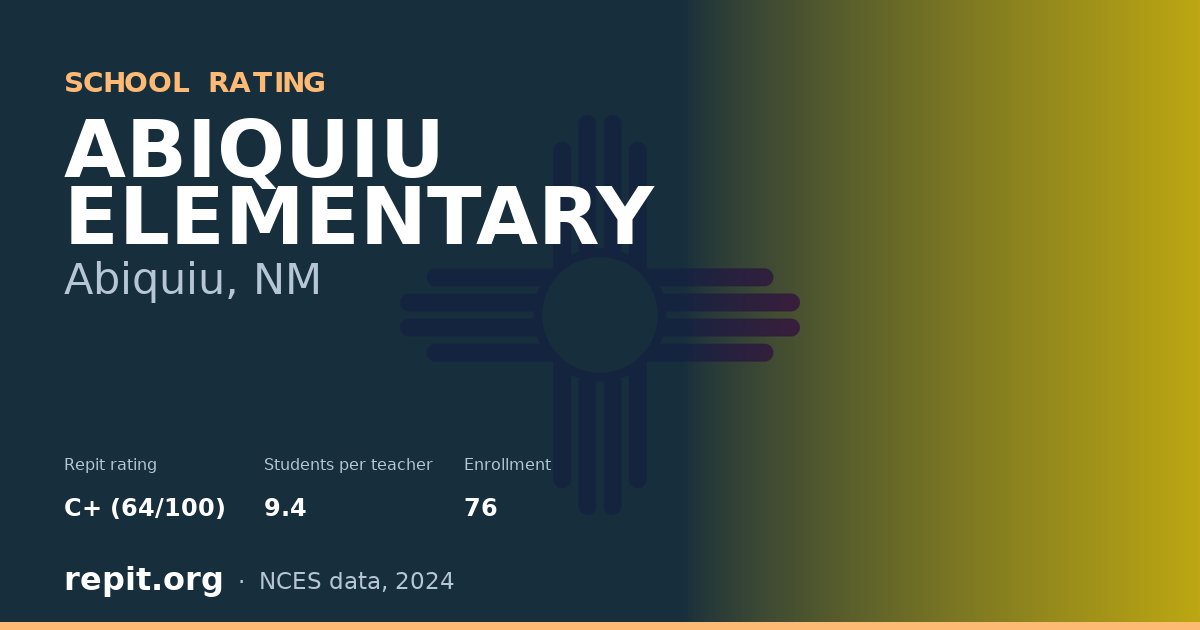 ABIQUIU ELEMENTARY, Abiquiu, NM — Repit school rating C+ (64/100)