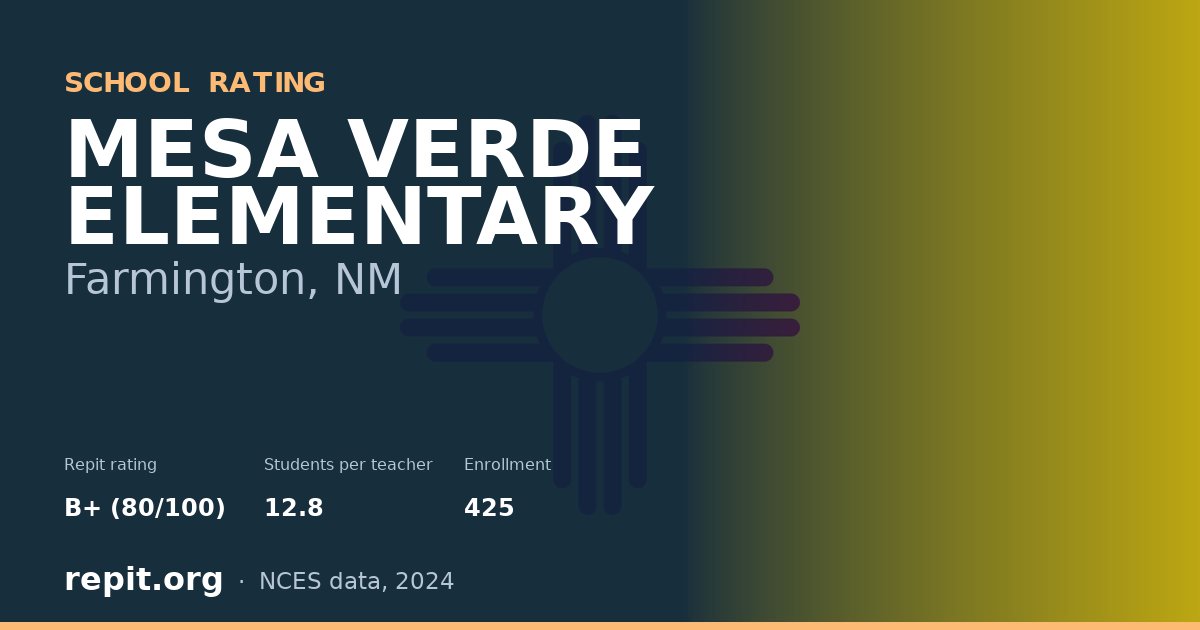 MESA VERDE ELEMENTARY, Farmington, NM — Repit school rating B+ (80/100)