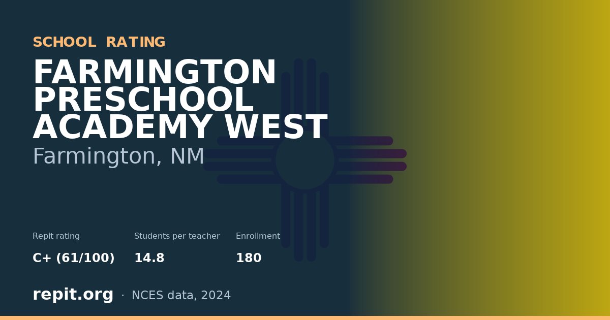 FARMINGTON PRESCHOOL ACADEMY WEST, Farmington, NM — Repit school rating C+ (61/100)