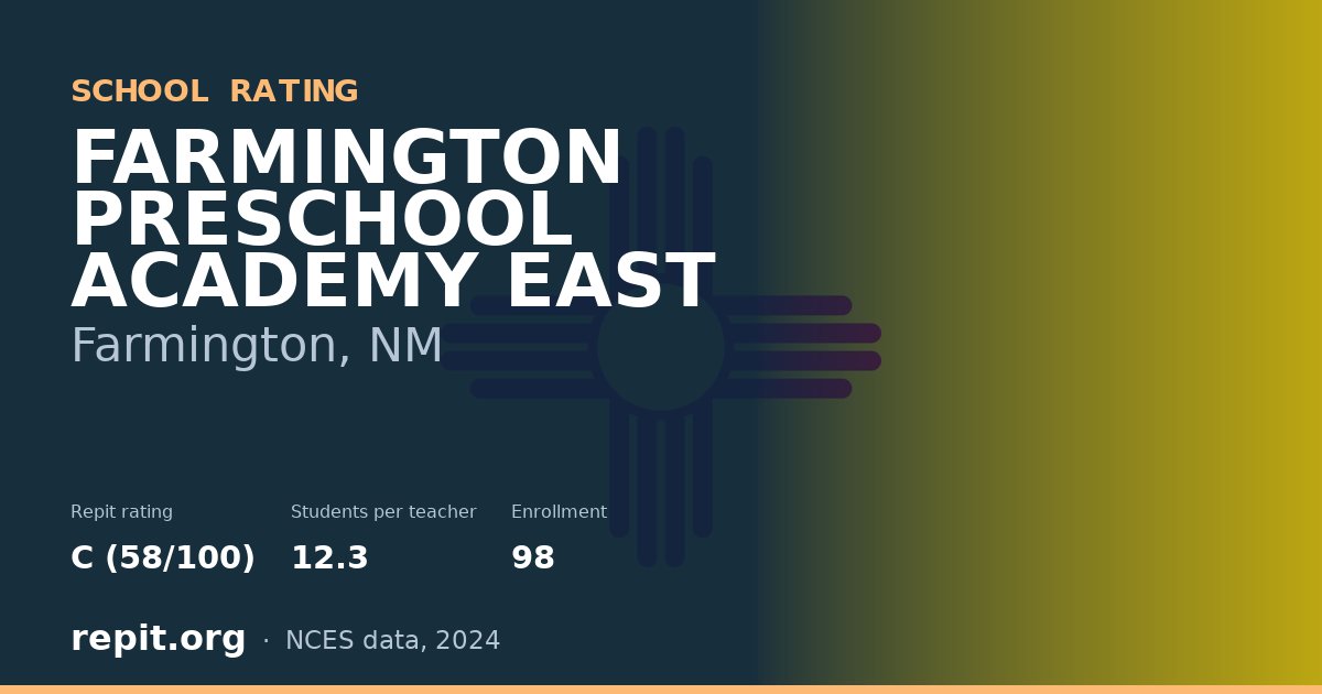 FARMINGTON PRESCHOOL ACADEMY EAST, Farmington, NM — Repit school rating C (58/100)