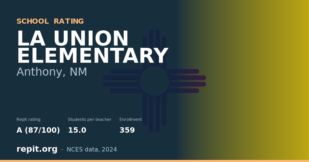LA UNION ELEMENTARY, Anthony, NM — Repit school rating A (87/100)