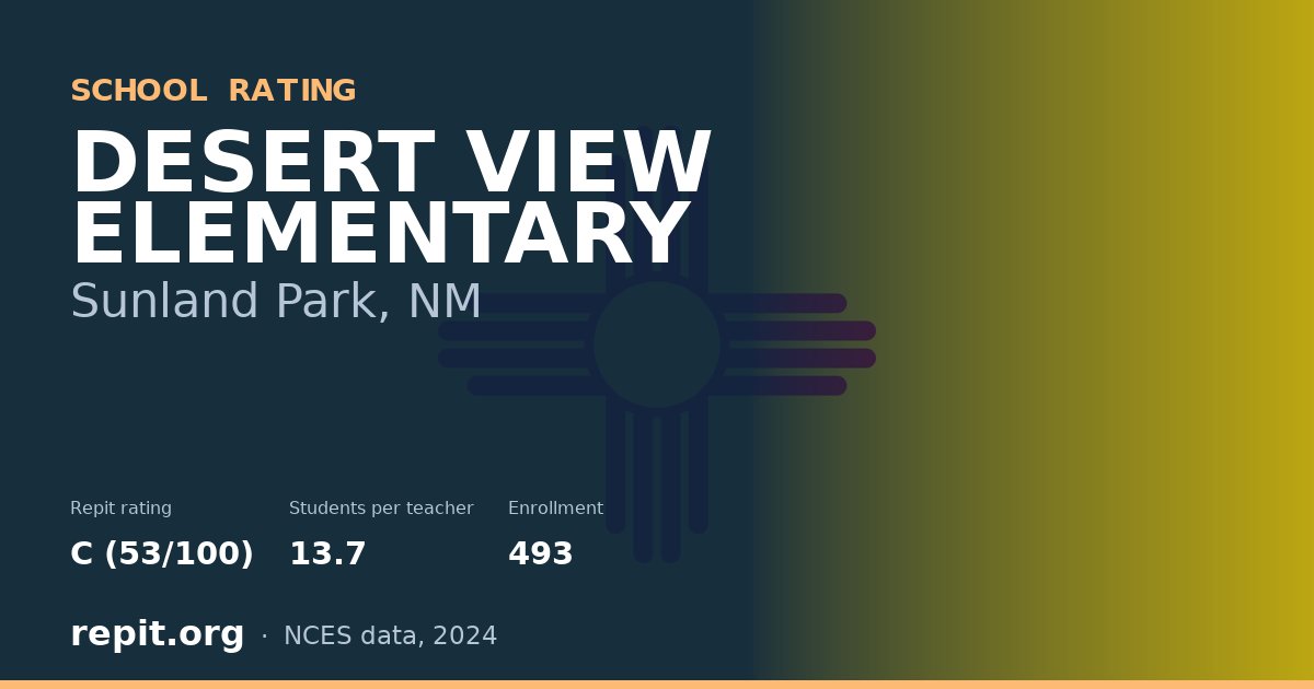 DESERT VIEW ELEMENTARY, Sunland Park, NM — Repit school rating C (53/100)