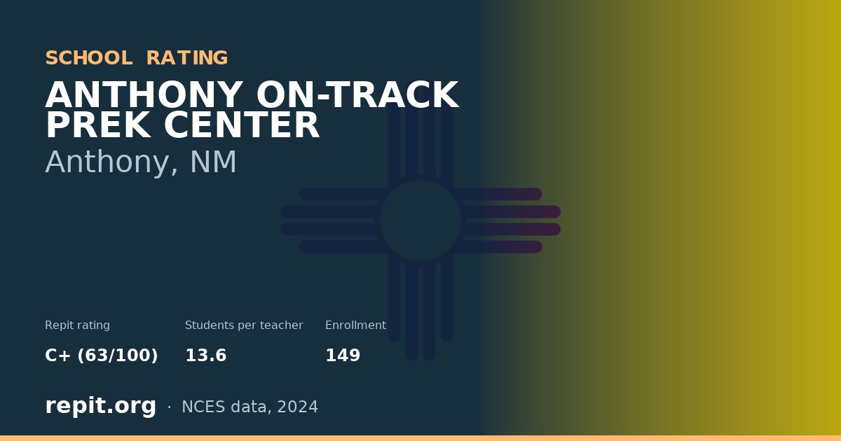 ANTHONY ON-TRACK PREK CENTER, Anthony, NM — Repit school rating C+ (63/100)