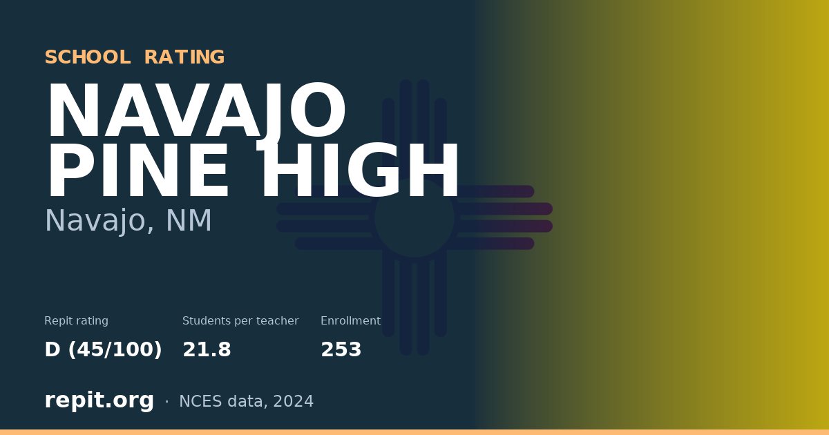 NAVAJO PINE HIGH, Navajo, NM — Repit school rating D (45/100)