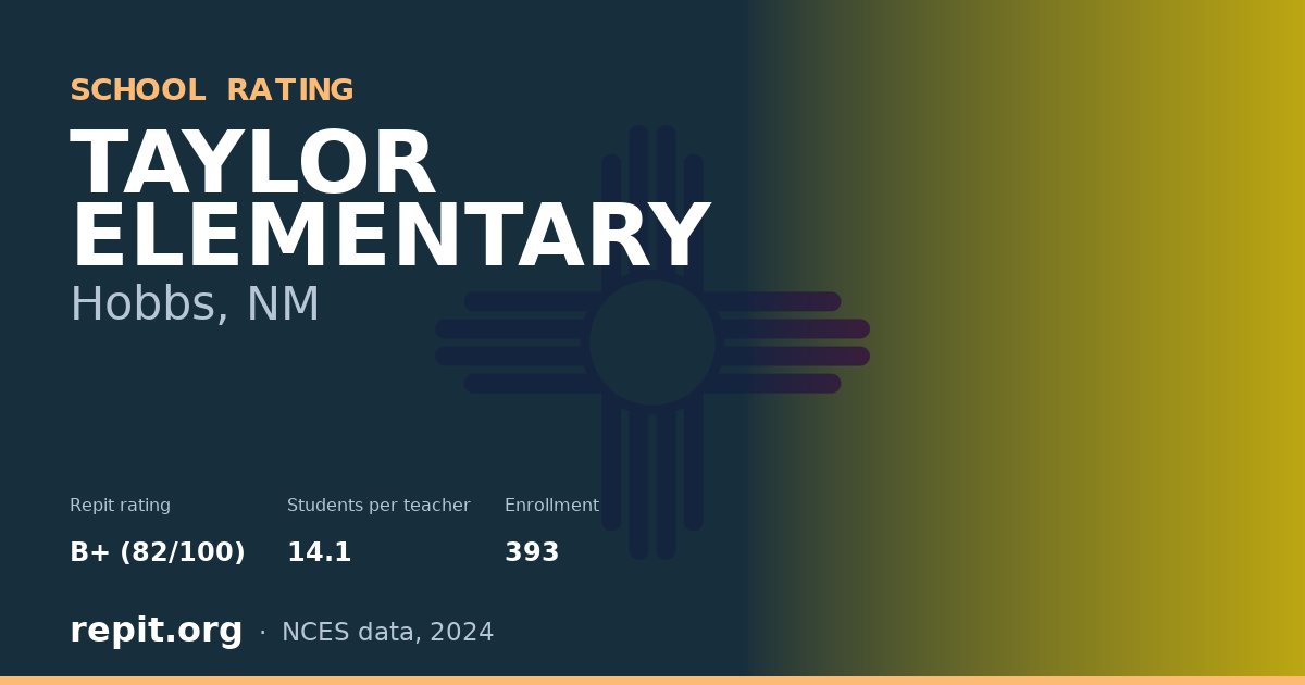 TAYLOR ELEMENTARY, Hobbs, NM — Repit school rating B+ (82/100)