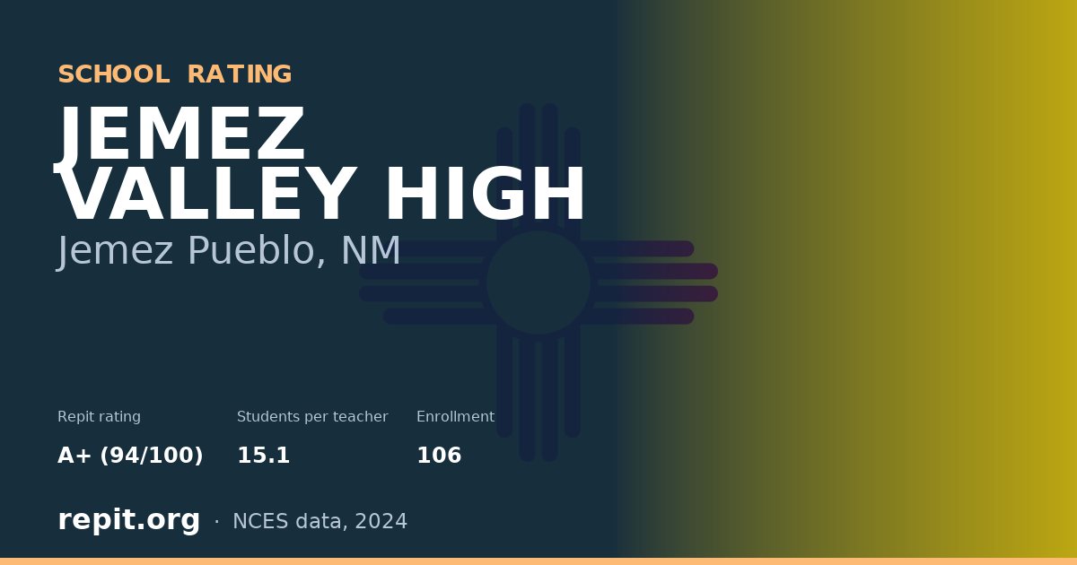 JEMEZ VALLEY HIGH, Jemez Pueblo, NM — Repit school rating A+ (94/100)
