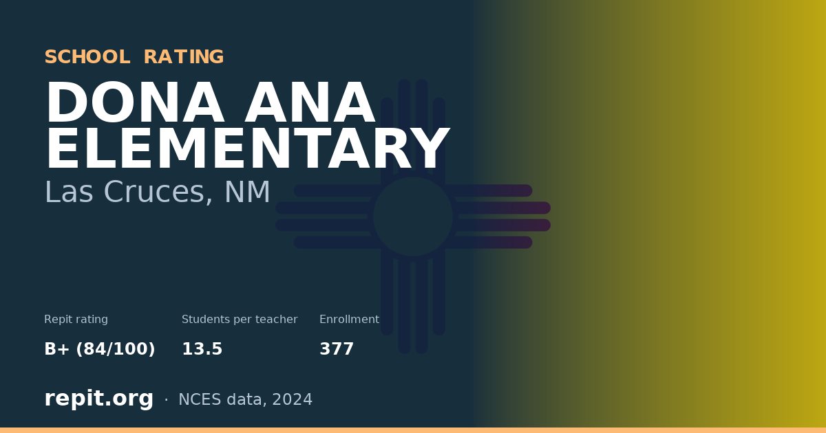 DONA ANA ELEMENTARY, Las Cruces, NM — Repit school rating B+ (84/100)
