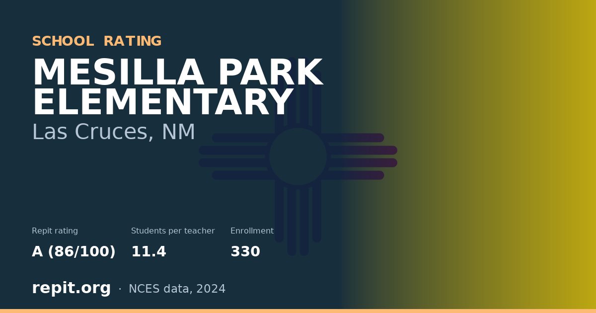 MESILLA PARK ELEMENTARY, Las Cruces, NM — Repit school rating A (86/100)