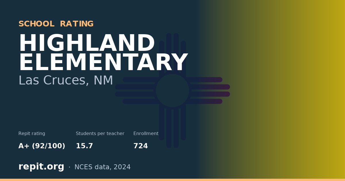 HIGHLAND ELEMENTARY, Las Cruces, NM — Repit school rating A+ (92/100)